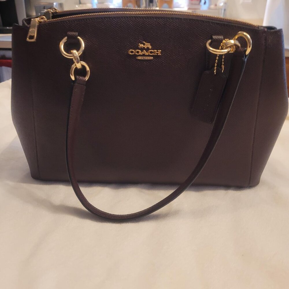 Coach Small Christie Carryall in Cross-grain Leather Oxblood Color NWT - Picture 2 of 13